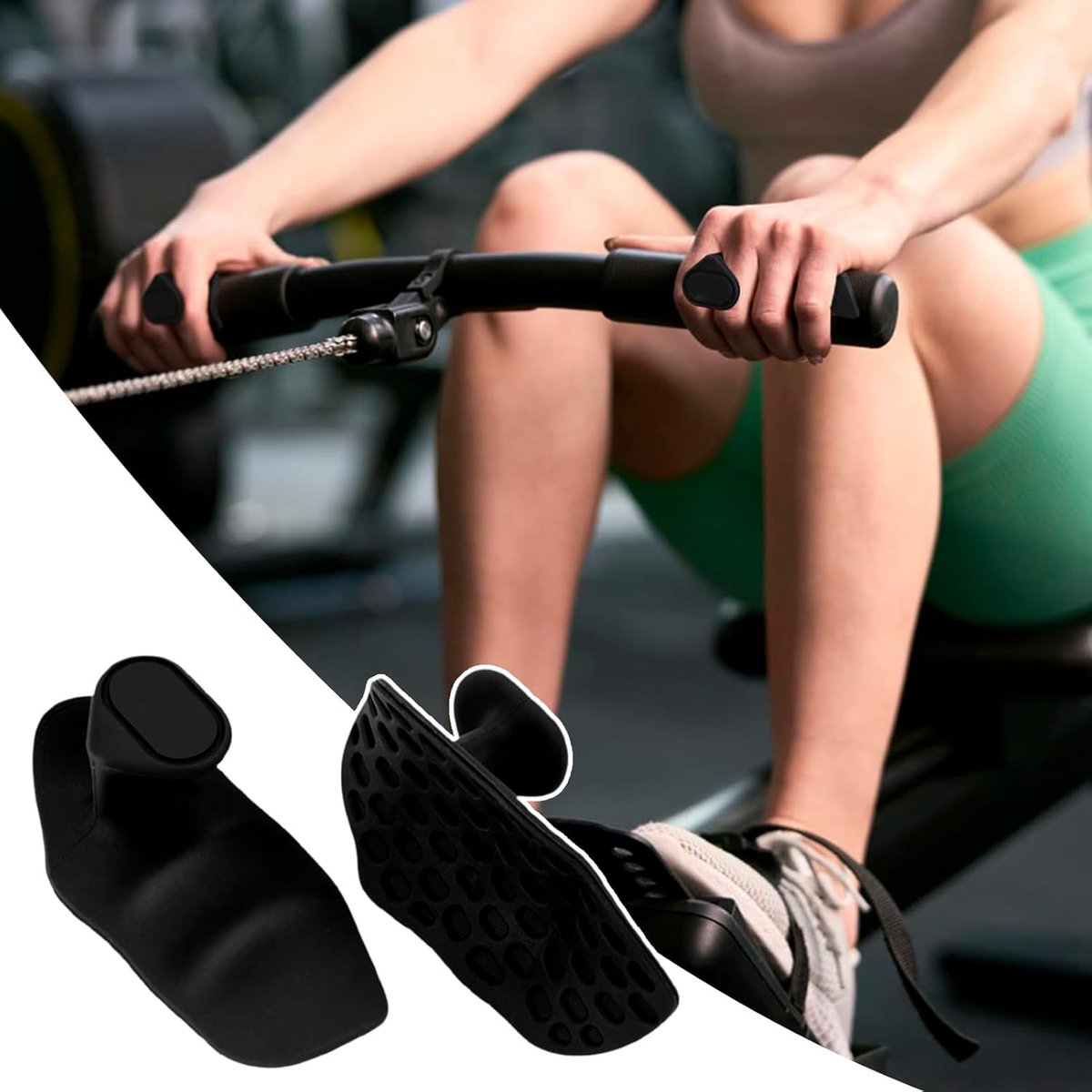 Fitness Strength Training Grips - Rubber Gym Weightlifting Non-Slip Exercise Grips - Breaking Limits Power Grips - Deadlift Straps - Lift Straps - Strength Training - Fingerless Weightlifting Grips - Anti-slip Palm Protectors - 2 Pieces - Black - Image 2