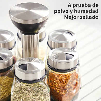 Spice Organizer | 360° Rotatable | With 6 Spice Jars | Glass Jars | 6 Spice Jars on Rack | - Image 5