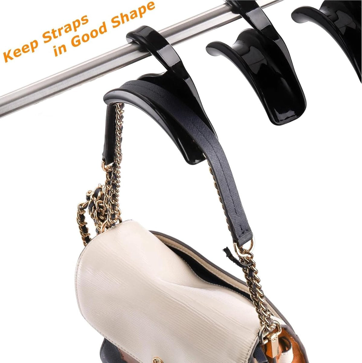 Bag Hanger - 6 Pieces Handbag Hooks for Wardrobe - Hangers - Handbag - Clothes Hanger - Bags - Handbag Hanger - Handbag Hanger for Closet - For Hanging Bags, Wallets, Handbags, Belts, Scarves, Hats, Clothing - Black - Image 2