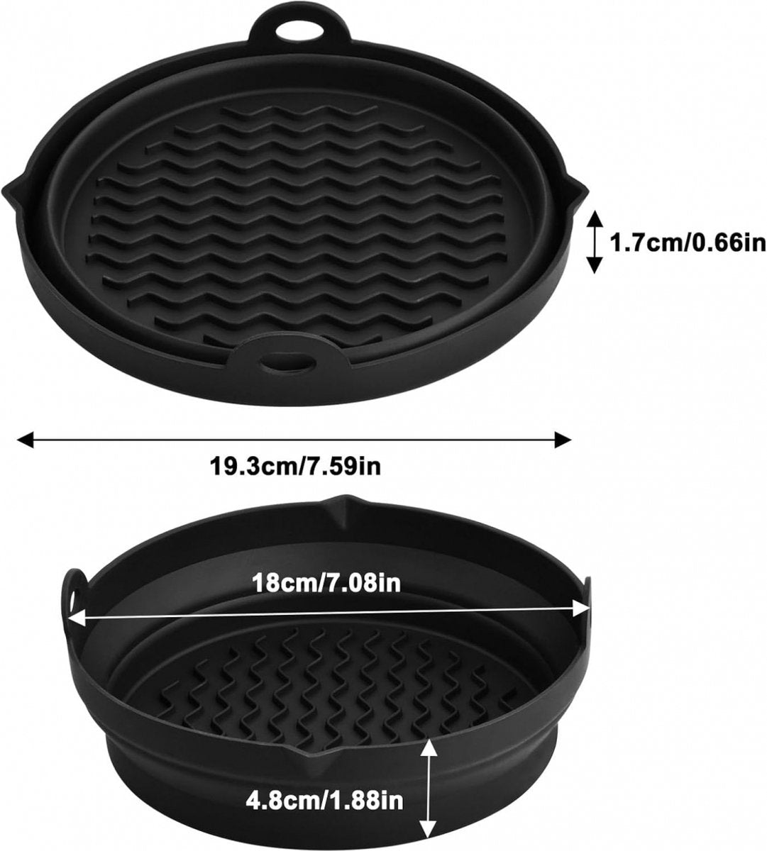 Airfryer Silicone Containers - 2 Pieces - Airfryer Accessories - Airfryer Basket - Reusable Drip Tray - BPA Free - Foldable - Baking Paper Alternative - Basket Baking Pan - Air Fryer - Disposable Container Alternative - Dishwasher Safe - Black - Image 5