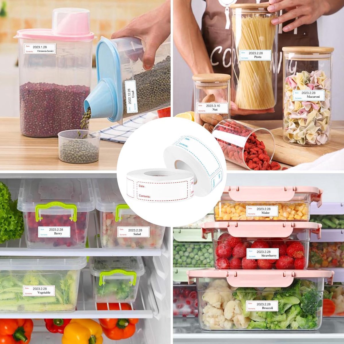 Writable Freezer Labels - 2x 150 Stickers - Label Stickers - Freezer Labels - Each 7.5 X 2.5cm - On a Roll Labels - Shelf Life Labels - Planner Stickers - Freezer Containers - For Containers/Boxes/Bags - White - Waterproof & Oil Resistant - Image 4