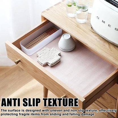 Anti-slip mat - 500x30 cm - Drawer mat - Antifouling pads - Kitchen drawer protector - Protection mat - Anti-slip mat - Drawer protection - Non-adhesive - Antibacterial - Waterproof - Transparent - Bathroom - For cabinet, shoe rack, table - Plastic - Image 3