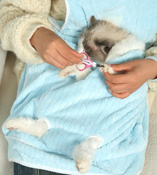 Cat Carrier Bag - Pocket Carrier Sling - Cat Carrying Apron - Carrier Bag for Cats - Portable Cat Bag for Holding Kittens - Pet Transport Apron with Holes - Adjustable Cat Carrier Bag - Blue - 1 Piece - Image 2