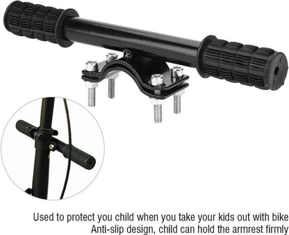 Child Handlebar Stem - Extra Child Handlebar for Front Seat - Secure Grip on the Bike - Handlebar Bracket for Bicycle Accessories - Backrest Bikes - Armrest Frame - Easy to Install - 23cm - Black - 1 Piece - Image 4