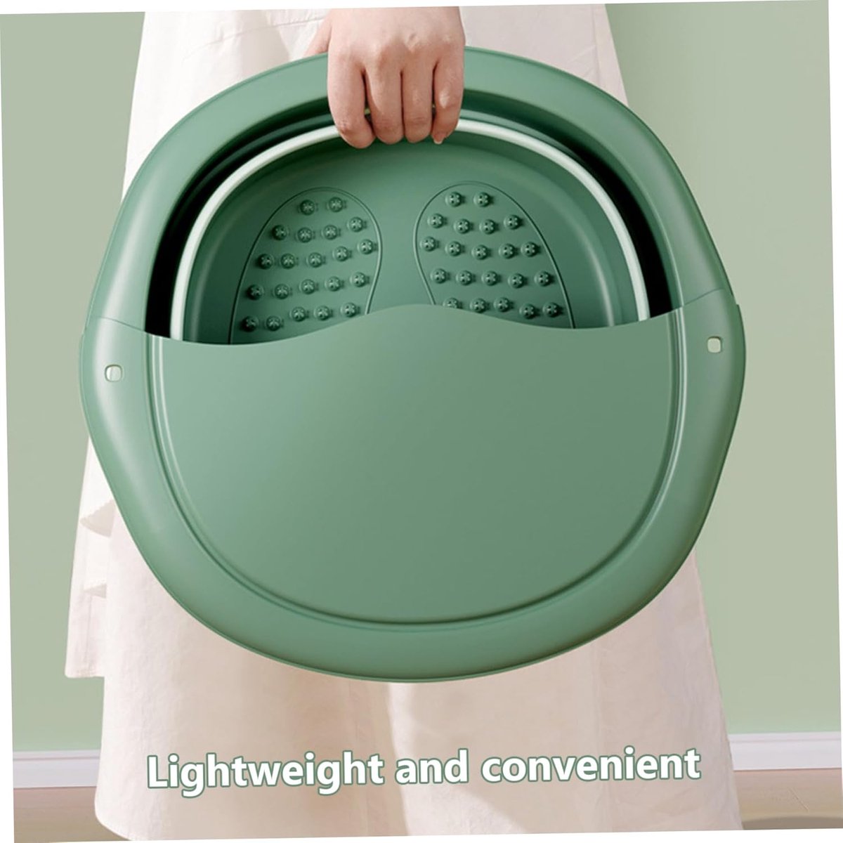 Foldable Foot Bath - Small Foot Bath - Foldable Foot Bath - Foot Bath - Foot Bath - Suitable For Foot Bath Salt And Foot Bath Products - Foot Baths With Massage Points - Relax Your Feet - Foot Baths For Better Blood Circulation - Plastic - Green - Image 4