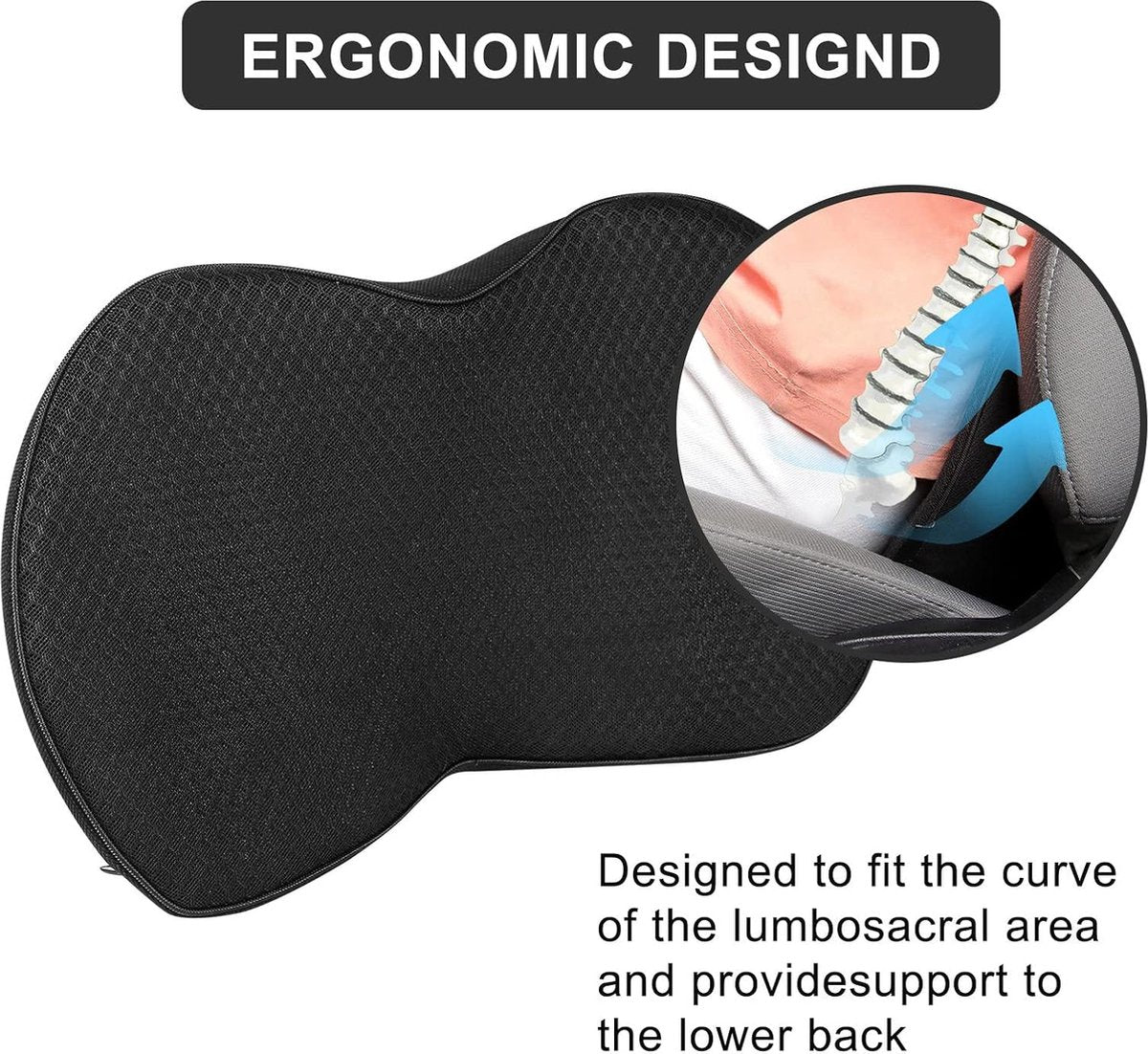 Car Wedge Cushion - Seat Cushions - Memory Foam Car Seat Cushion - For Office, Car, and Wheelchair - Memory Foam Lumbar Support - Ergonomic Tailbone Cushion Wedge Cushion - Sciatica and Pain Relief - Black - 1 Piece - Image 5