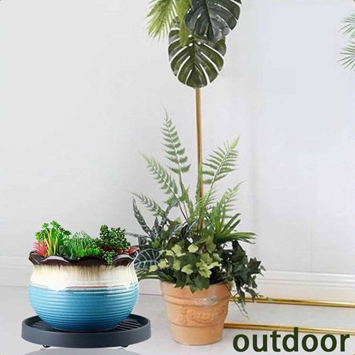 Round Flowerpot Mover - 19.3 Cm - Rolling Plant Pallet - Round Dark Grey Saucer With 4 Wheels - Plant Stand Planter Caddies - For Moving Potted Planters - For Garden, Patio, Courtyard, Terrace - Load Capacity 40 Kg - 1 Piece - Image 2
