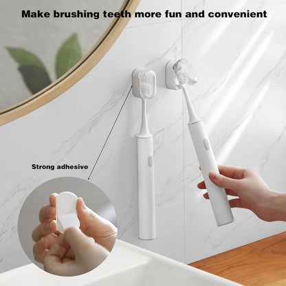Toothbrush Holder - 4 Pieces - Electric Toothbrush Holder - Toothbrush Holder - Universal - No Drilling Required - Wall-Mounted - Brush Head Holder - Self-Adhesive Hanging Holder - Toothbrush Holder - Suitable for All Toothbrushes - White - Image 2