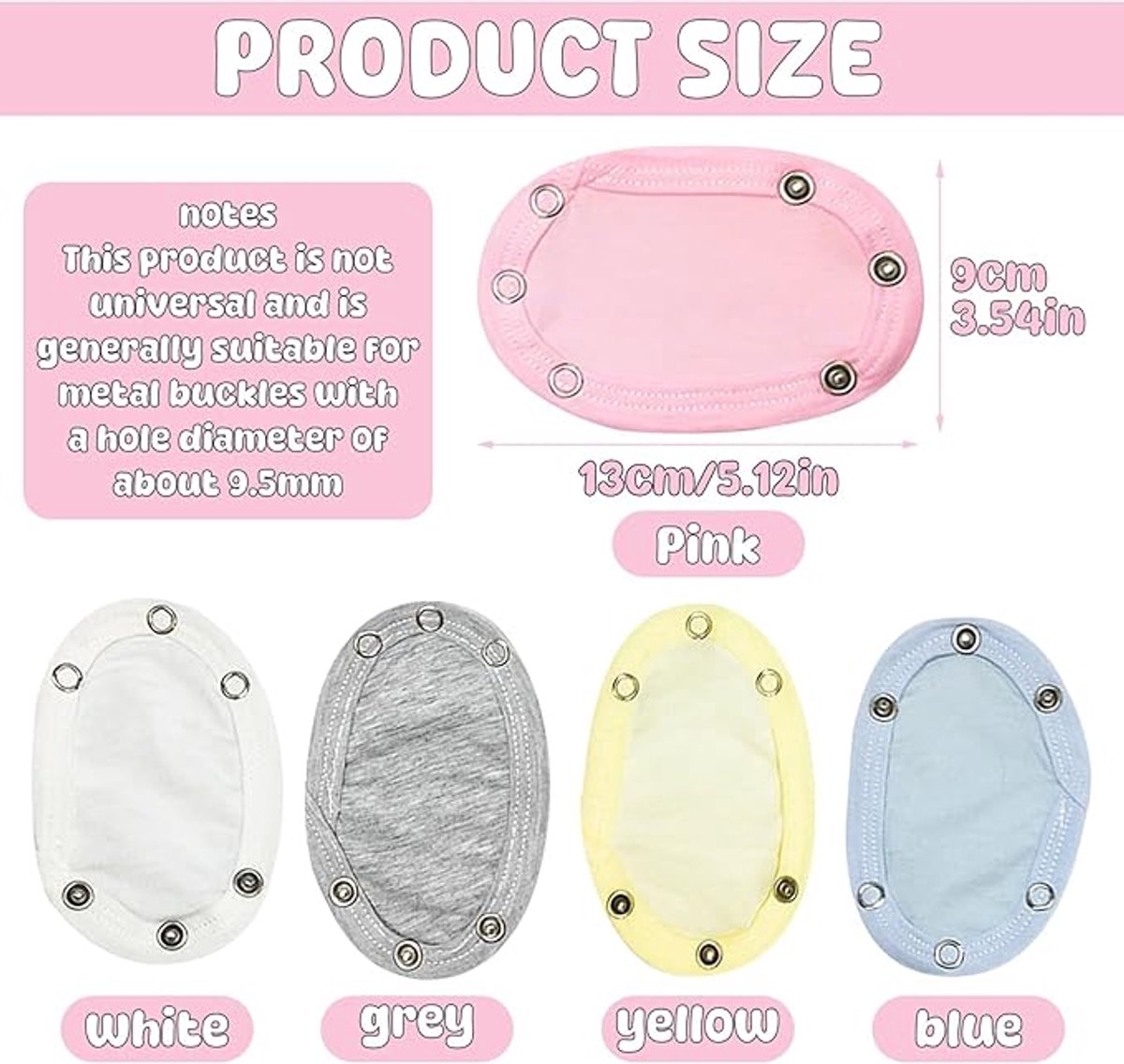 5-Piece Baby Bodysuit Extender - 13x9 cm - Button Diameter Approximately 9 mm - Onesie Extension - Cardigan Extension - Baby Clothing Extensions: Cardigan, Bodysuit, Onesie, Crotch and Utility - Unisex - Double-Layered Cotton for Newborns - Image 5