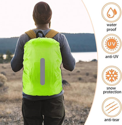 2-Piece Waterproof Backpack Cover - Reflective Rain Cover Backpack - 30 to 45 Liters - Waterproof Backpack Rain Cover - Reflective Backpack Covers in Polyester - Black & Green - Size M - Waterproof Backpack Cover for Outdoor Hiking Driving Climbing - Image 4