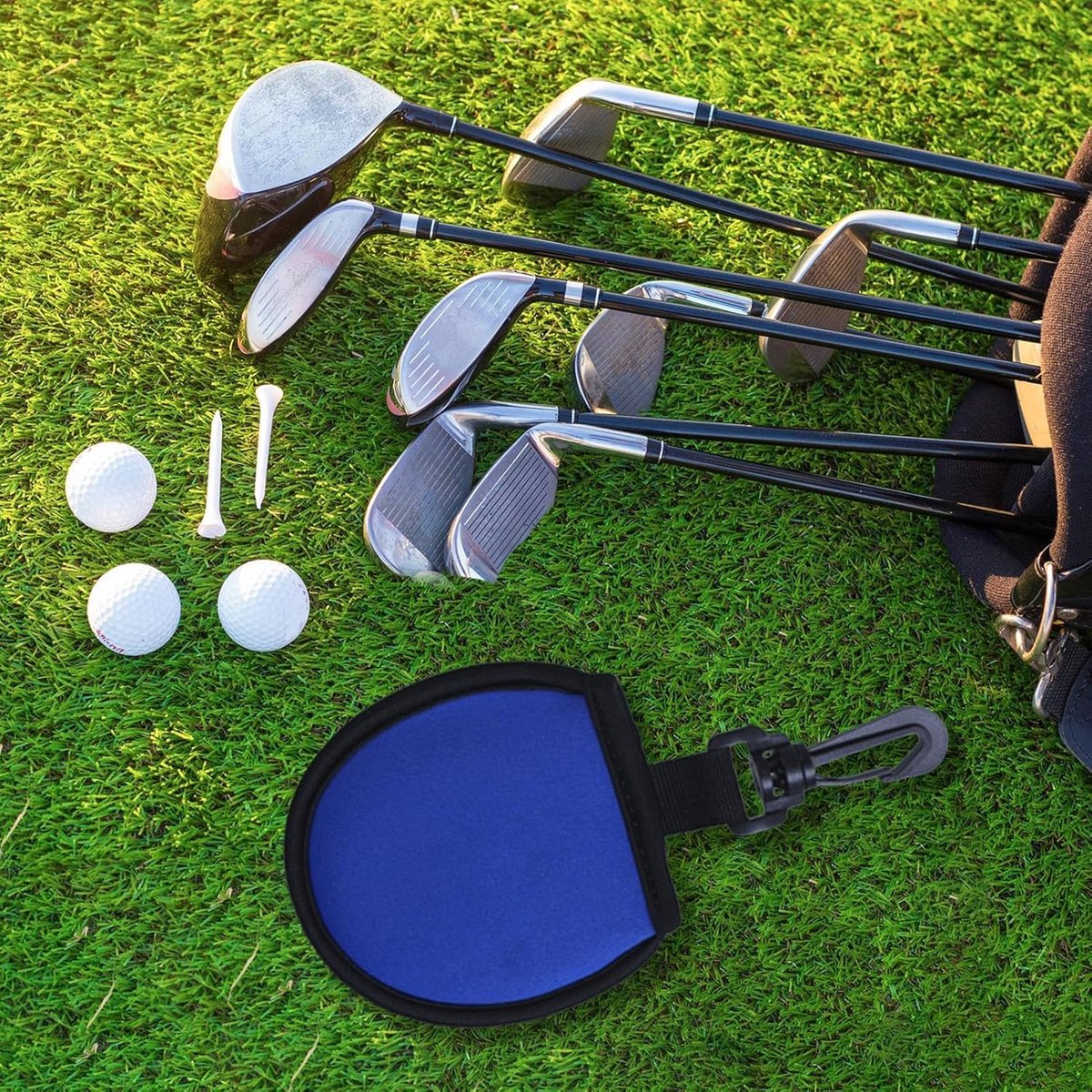 Golf Bag - Bag For Golf Balls - Golf Bag Storage Bag - Pocket-Sized Golf Ball Cleaner - Waist Bag For Golfers - With Hooks - For Golf Balls - For Water Bottle And Towel Holder - Blue - Image 2