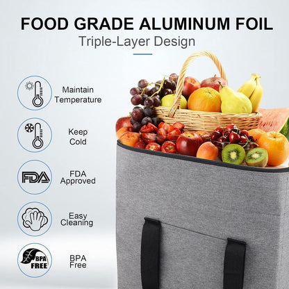 Cooler Bags - Lunch Bag - Foldable Cooler Bag - 20 L - 30x27x19 Cm - Insulation - 300D Oxford Cloth - Handle Strap - Cooler Bag - Lunch Bag - Insulated Cooler Bag - Picnic Bag - Cooler Bag Lunch - Handbag - Shopping Bag - Grey - Sustainable - Image 4