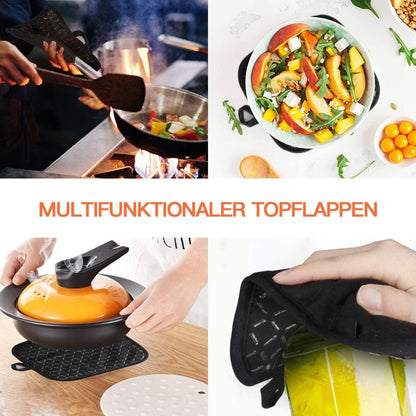 Oven Mitts - 4-piece - Professional Oven Gloves - Practical Pot Holders - Cooking Gloves - Heat Resistant - Christmas Gift - Fire Retardant - heat - insulation - Comfortable - Safe - very for Festivals / Parties / Baking / Grilling - Image 2