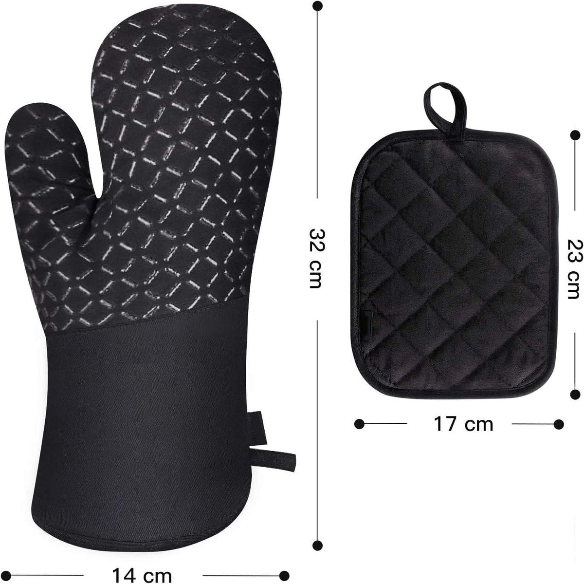 Oven Mitts - 4-piece - Professional Oven Gloves - Practical Pot Holders - Cooking Gloves - Heat Resistant - Christmas Gift - Fire Retardant - heat - insulation - Comfortable - Safe - very for Festivals / Parties / Baking / Grilling - Image 5