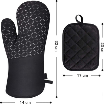 Oven Mitts - 4-piece - Professional Oven Gloves - Practical Pot Holders - Cooking Gloves - Heat Resistant - Christmas Gift - Fire Retardant - heat - insulation - Comfortable - Safe - very for Festivals / Parties / Baking / Grilling - Image 5
