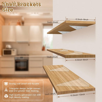 Shelf Brackets - 4 Pieces - Triangular Shelf Bracket - Wall Bracket - Wall Brackets - 80*100mm - Steel - Invisible - Triangular - Incl. Mounting Material - Floating Shelf Holder Wall Bracket - Metal Shelf Brackets - White - For Living Room, Bedroom, Garag - Image 4