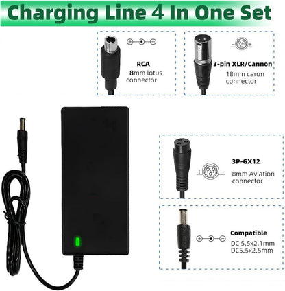 Electric Bike Charger - Charger for Electric Scooters - 36V/42V 2A Universal Charger - With 4 Battery Charger Connectors - Battery Charger - Hoverboard Drift Trikes - Electric Scooter Hoverboard Balance Bike - Suitable for Xiaomi Mi Mijia M365 - 84W Max - Image 2