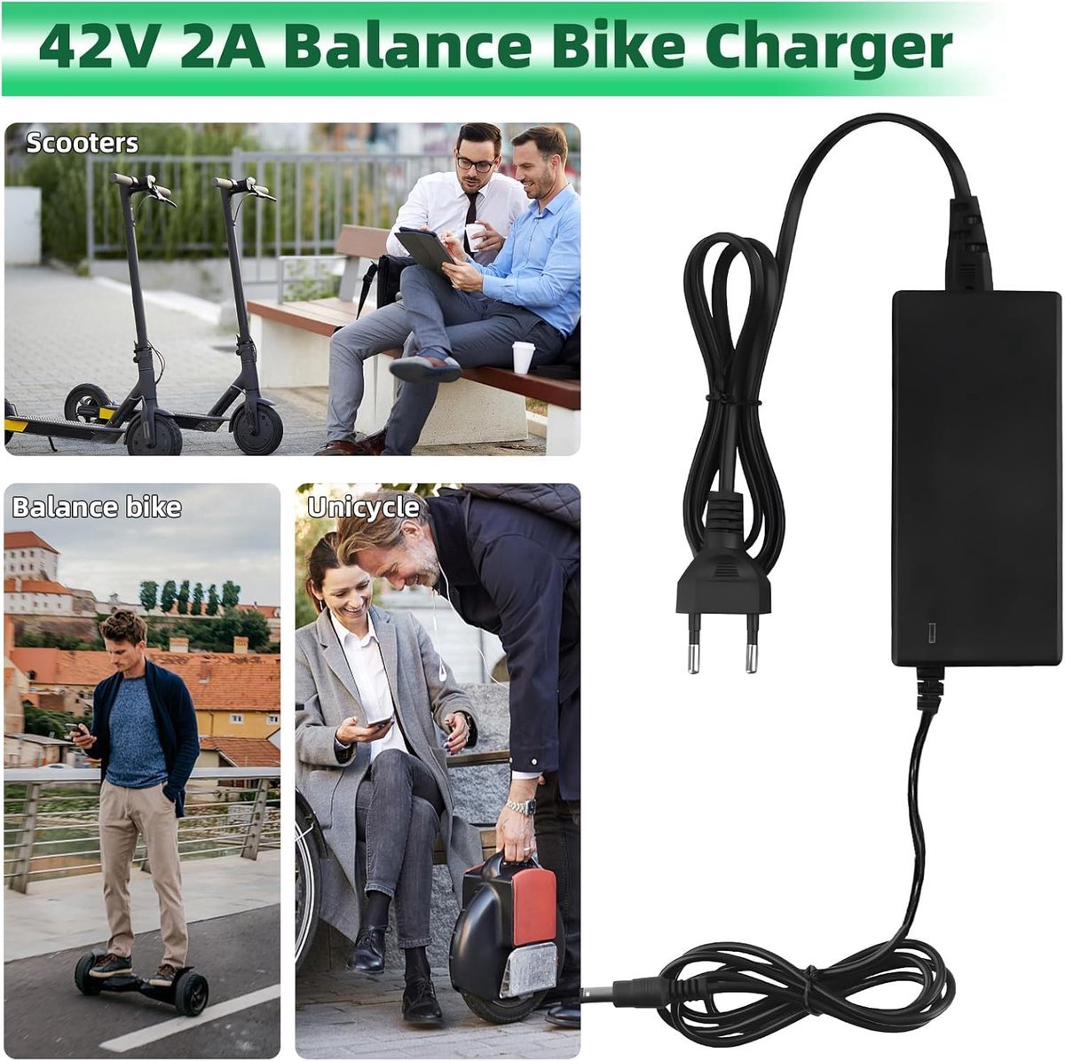Electric Bike Charger - Charger for Electric Scooters - 36V/42V 2A Universal Charger - With 4 Battery Charger Connectors - Battery Charger - Hoverboard Drift Trikes - Electric Scooter Hoverboard Balance Bike - Suitable for Xiaomi Mi Mijia M365 - 84W Max - Image 4