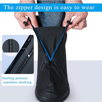 Waterproof Shoe Covers - Rain Shoe Covers - With Zipper, Drawstring and Snap - Waterproof Shoe Protectors - Motorcycle Scooter Bicycle Shoe Cover - Shoe Rain Cover - Shoe Cover - Shoe Covers - Anti-Slip - Size S 36-37 - Black - Reusable - Image 5