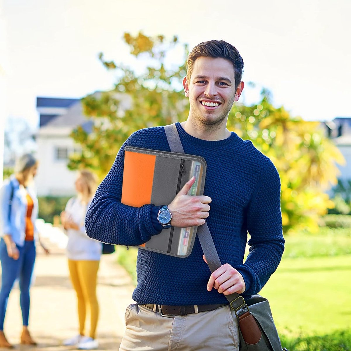 Project Folder - A4 - Foldable File Folder with Tabs - 13 Compartments - Storage Folder/Sorting Folder - Compartment Folder - Durable Plastic Document Folder - Writing Folder with Zipper - Conference Folder - Work Folder - Document Folder - Orange - Porta - Image 5