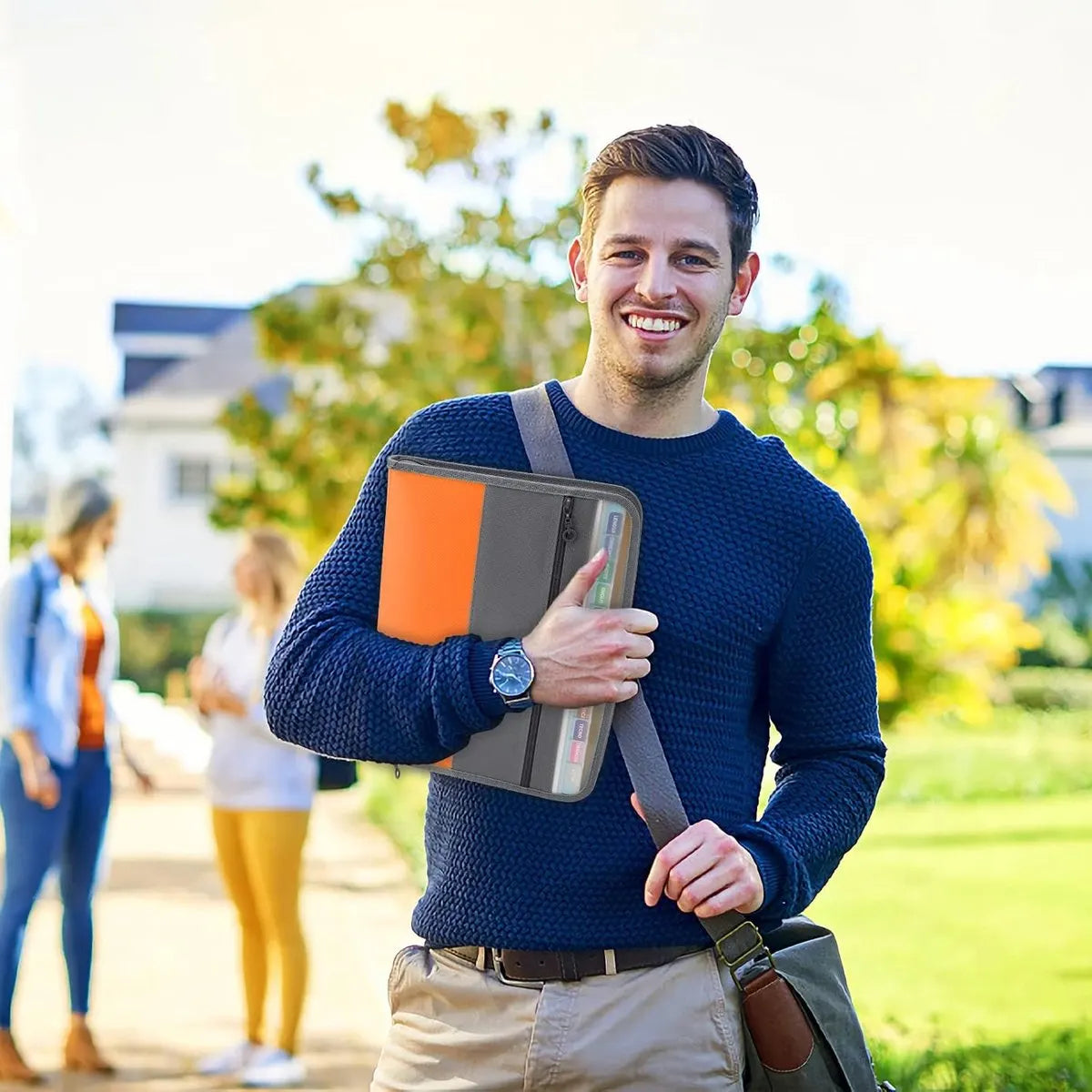 Project Folder - A4 - Foldable File Folder with Tabs - 13 Compartments - Storage Folder/Sorting Folder - Compartment Folder - Durable Plastic Document Folder - Writing Folder with Zipper - Conference Folder - Work Folder - Document Folder - Orange - Porta - Image 5