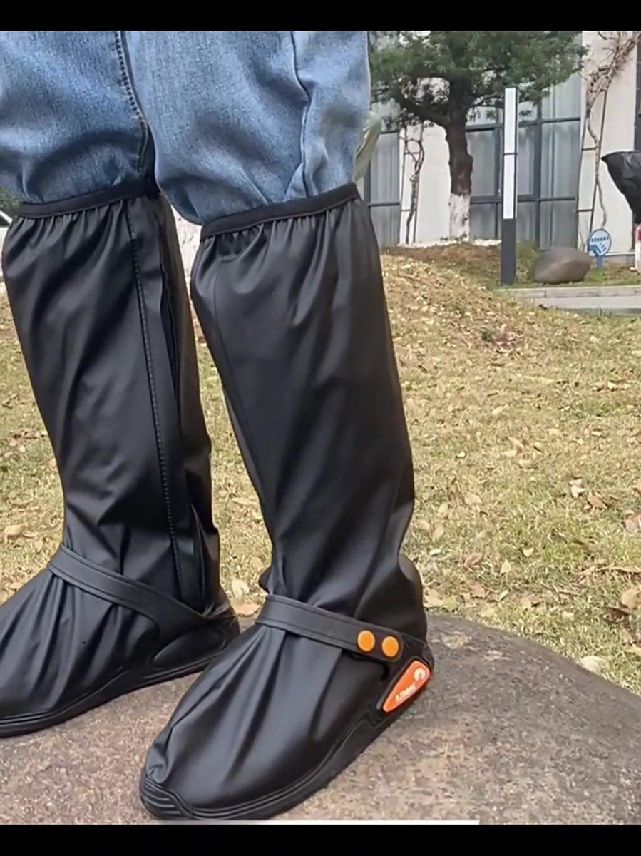 Waterproof Shoe Covers - Rain Shoe Covers - With Zipper, Snap - Waterproof Shoe Protectors - Motorcycle Scooter Bicycle Shoe Cover - Shoe Rain Cover - Shoe Cover - Shoe Covers - Anti-Slip - Size L 40-42 - Black - Reflective - Foldable - Image 2