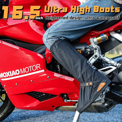 Waterproof Shoe Covers - Rain Shoe Covers - With Zipper, Snap - Waterproof Shoe Protectors - Motorcycle Scooter Bicycle Shoe Cover - Shoe Rain Cover - Shoe Cover - Shoe Covers - Anti-Slip - Size L 40-42 - Black - Reflective - Foldable - Image 5