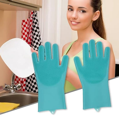 Dishwashing gloves with brush - Silicone dishwashing gloves - Silicone cleaning gloves - Magic dishwashing gloves - Reusable - Cleaning sponge gloves - Dishwashing gloves - for washing dishes - bathroom, kitchen and pet care - Image 5