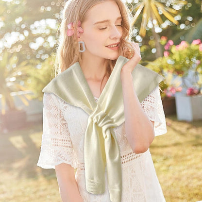 Women's Scarf Wrap - Poncho - Women's Neck Scarf - Scarves - Women's Neck Scarf - Wrap - Women's Scarf - Luxury Gift - Solid - Ladies - Scarf with Loop - Knitted - Lightweight - Spring Summer Beach Weekend Casual Festive Evening Dress Stole - Cosy Chic - Image 2