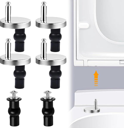 Toilet Seat Hinges - 4 Pieces - Toilet Seat Hinge Set - Universal Hinges for Toilet Seat - Toilet Seat Installation Mounting Kit - Stainless Steel - Adjustable - Easy to Install - Replacement Hinges for Toilet Seat - Hinge Replacement Set