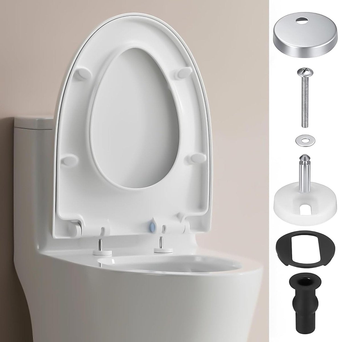 Toilet Seat Hinges - 4 Pieces - Toilet Seat Hinge Set - Universal Hinges for Toilet Seat - Toilet Seat Installation Mounting Kit - Stainless Steel - Adjustable - Easy to Install - Replacement Hinges for Toilet Seat - Hinge Replacement Set - Image 4