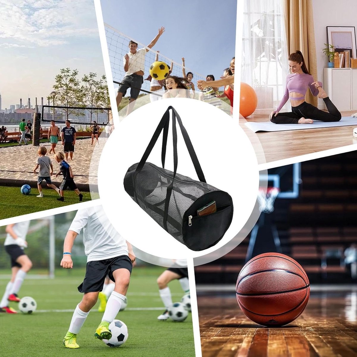 Pool Bag - Sports Bag - Gym Bag - Mesh Bag - Diving - Lightweight - Pool Bag - Foldable - Travel Bag - For Men and Women - Black - Image 3