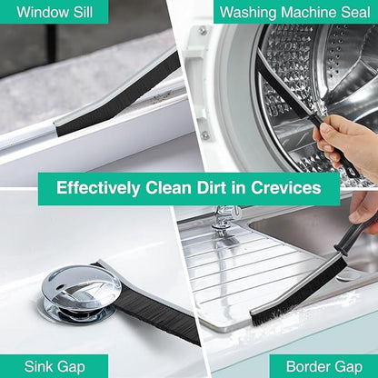 3x Hard-bristled Crevice Brush - Long Handle - Grout Brush - Narrow Cleaning Brush - Gap Cleaner - Household Cleaning Tools - Universal - For Hard-to-Reach Places - Hand Brush - Scrubbing Brush - Crevice Brush - Image 3