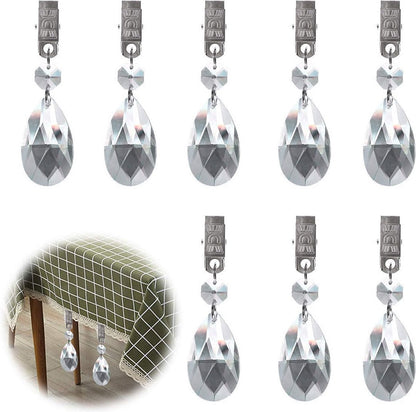 Tablecloth Weights - 8 Pieces - Tablecloth Weights - Garden Oilcloth/Tablecloth Weight Balls - Tablecloth Weighters - Weighted Tablecloth Hangers - Metal Clip - For Picnic Tables - Keep Tablecloths in Place