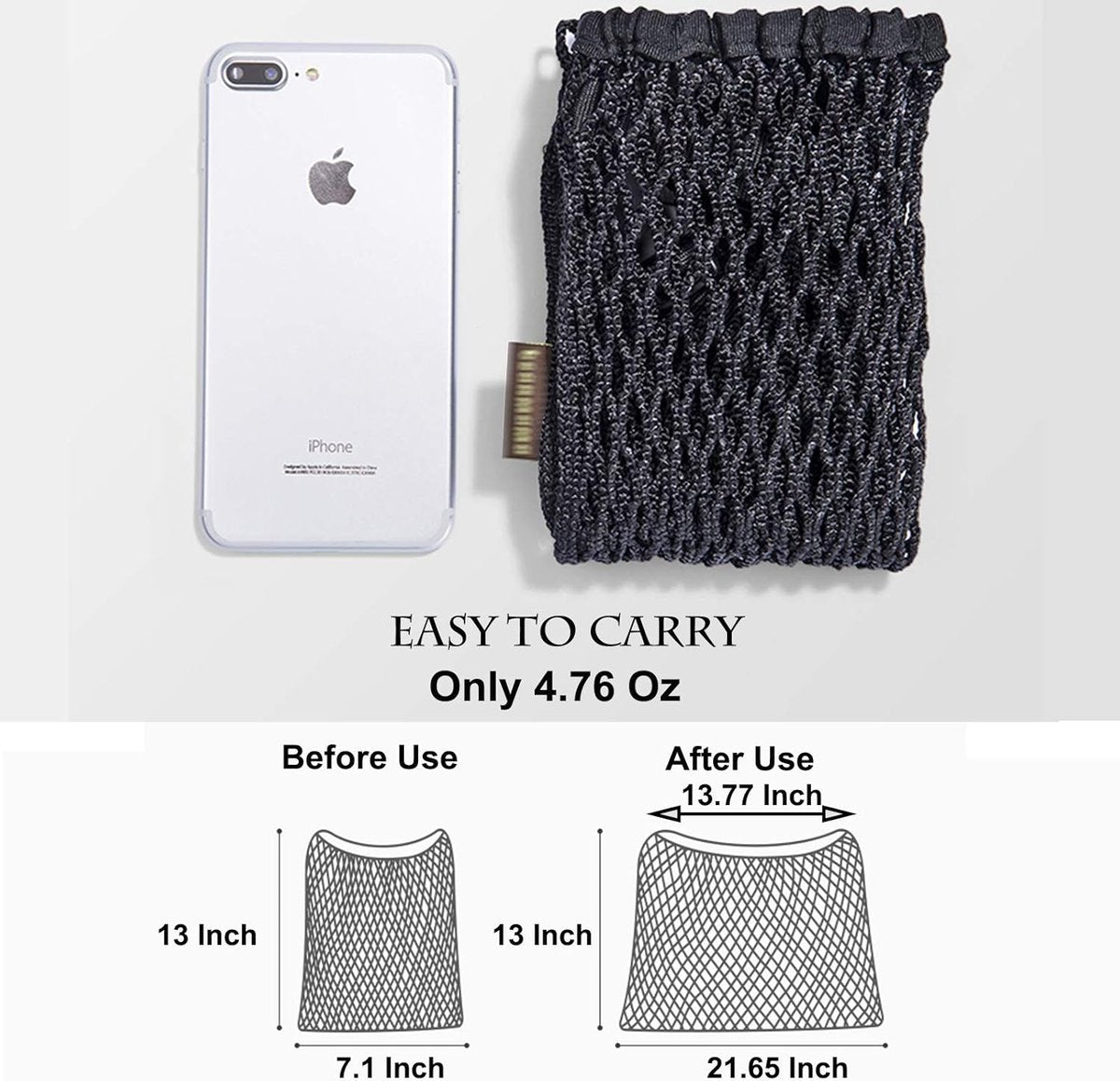 Stroller Net - Stroller/Buggy Net - Buggy Stroller Organizer - Universal - Buggy Bag Organizer - Hanging Mesh Storage Bag - Stretch Material - 35x30 Cm - Black - 1 Piece - Image 3