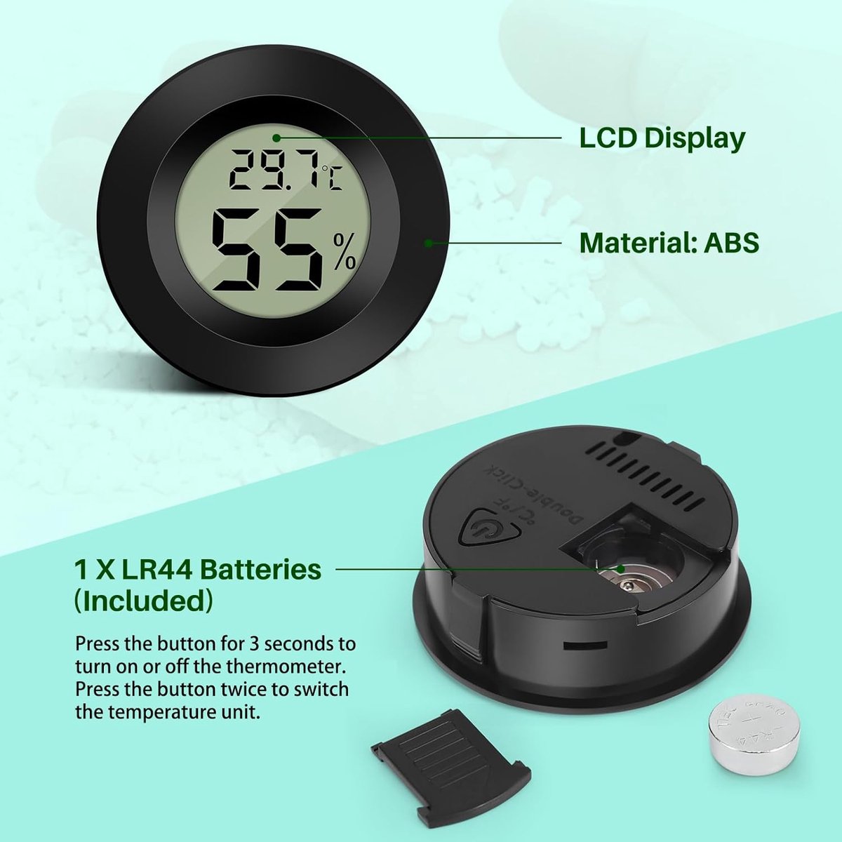 Professional Thermometer - Hygrometer - Mini - Batteries included - Indoor Hygrometer - Digital Indoor Thermometer - Garden - Garden Equipment - Universal - Practical - Durable - High quality - very suitable for Garden / daily use - Image 3