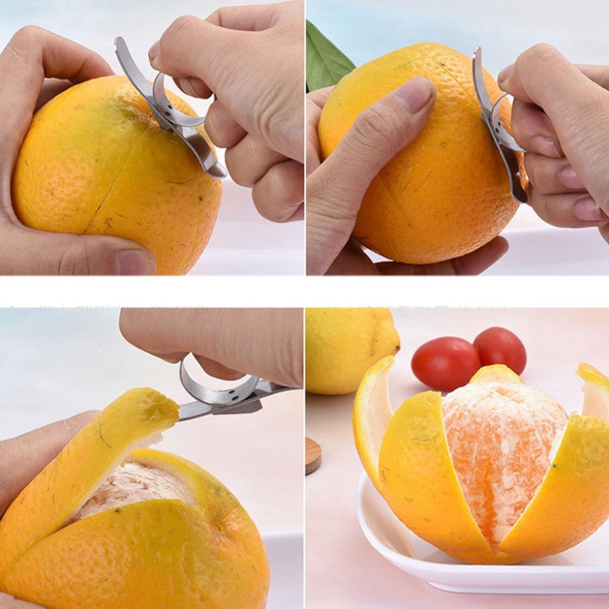 Orange Peeler - 2 Pieces - Portable Orange Peeler - Quick and Easy Peeling - Creative Orange Fruit Peeler - Mandarin Peeler - Peeler - Finger Opener - for Orange - Lemon - Citrus - Image 2