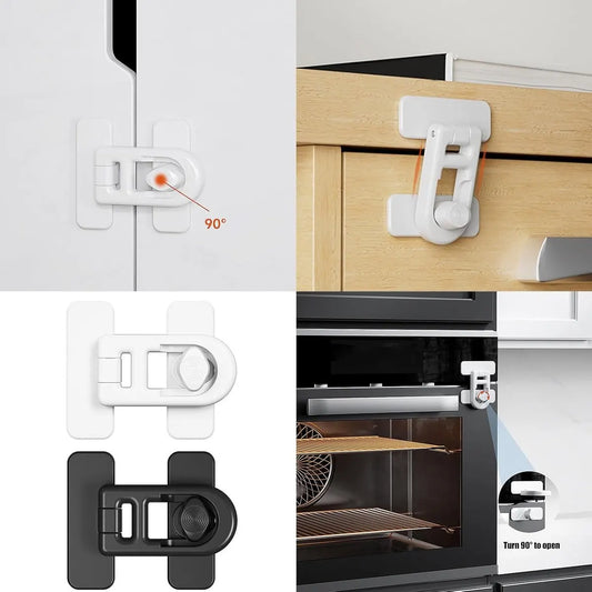 Child Locks for Cabinets - Child Security - Child Lock for Cabinet - Refrigerator Locks - Baby Safety Oven Door Lock - For Kitchen Cabinets, Appliances, Wardrobes, Refrigerator and Oven - White - 1 Piece - Image 2