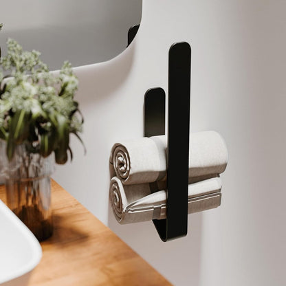 Towel Rack - Towel Holder - Towel Bar - Shower Rack - Kitchen Towel Rack - Bathroom Rack - Towel Holders - Modern Bathroom Organizer - Stainless Steel - No Drilling Required / Self-Adhesive - 37 cm - Black - Image 4