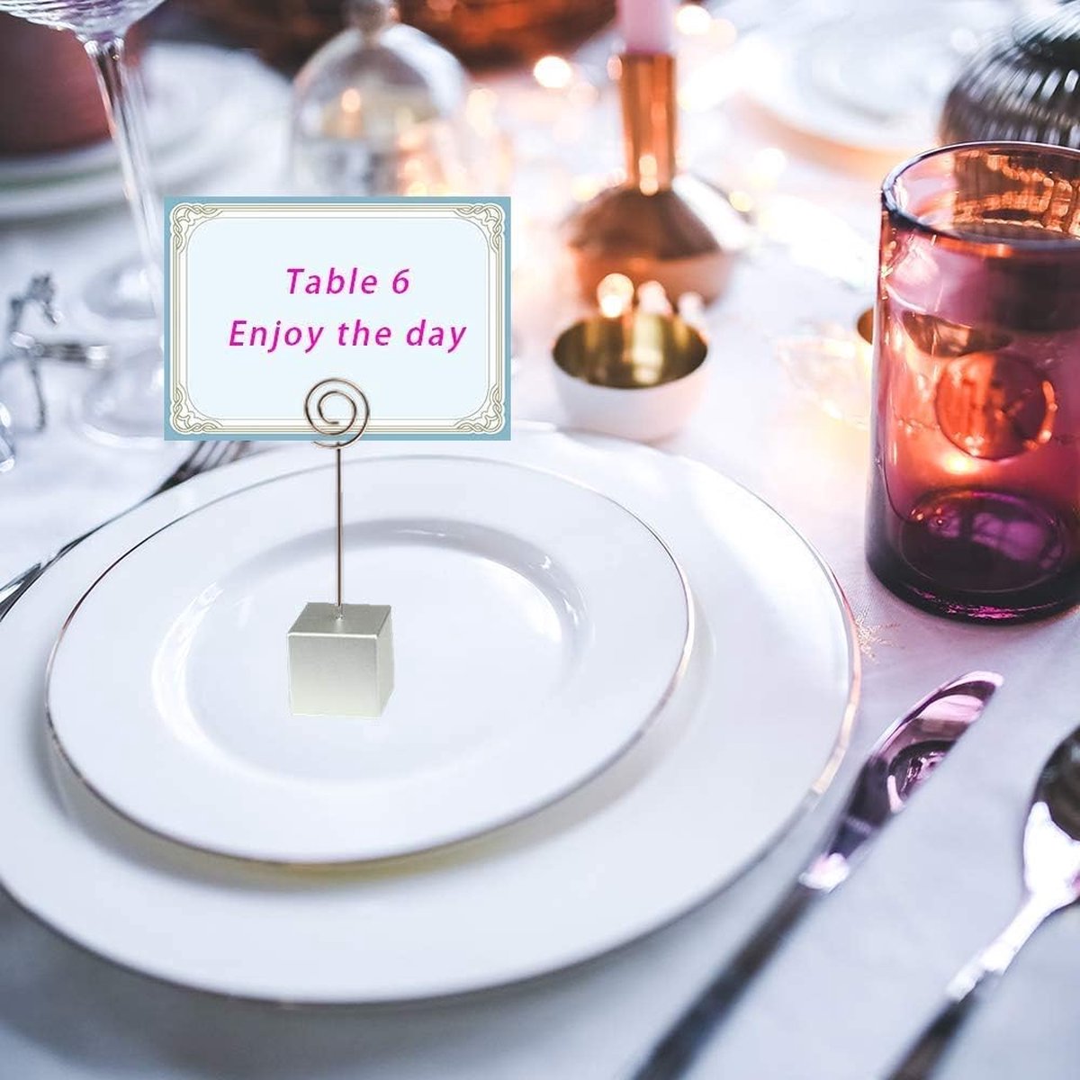 Photo Holders - Clip Photo Holders - Photo Holder with Clip - Memo Holder - Table Card Holders - For Guest Gifts, Weddings, Births, Baptisms, Birthdays, Christmas, Communion - Silver - 10 Pieces - Image 2
