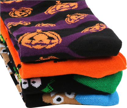Socks - 4 Pairs - Halloween Socks - Pumpkin - Bat - Scary Socks - Stockings - Cute Socks - Cheerful Socks - Funny House Socks - Funny Socks - Funny Socks - Colorful Socks That Will Make You Go - Cotton - Men & Women - Size 36-42 - Image 4