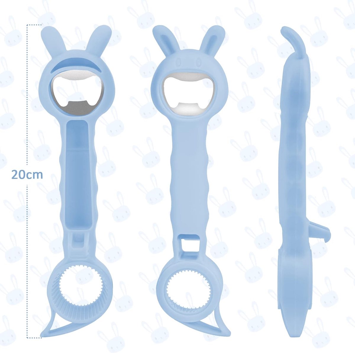 All-purpose opener - Opener - Bottle opener - Beer opener - Jar lid opener - Jar opener - Beer opener - Aids for the Elderly - 4-in-1 Jar opener - Kitchen Aid - Multifunctional - For Home Kitchen/Bars/Cocktail parties - Blue - 20 cm - Image 5