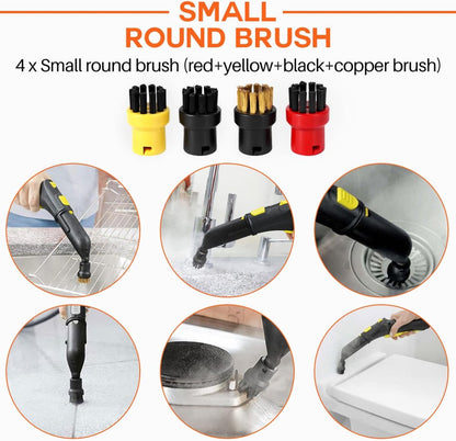 Brush Set for Steam Cleaner - 4 Pieces - Round Brush Set - Suitable for Kärcher SC1, SC2, SC3, SC4, SC5, SC7, CTK10 - Steam Cleaner Brushes - Steam Cleaning Brushes - Powerful Stain Removal - Hard-to-Reach Places - Image 4