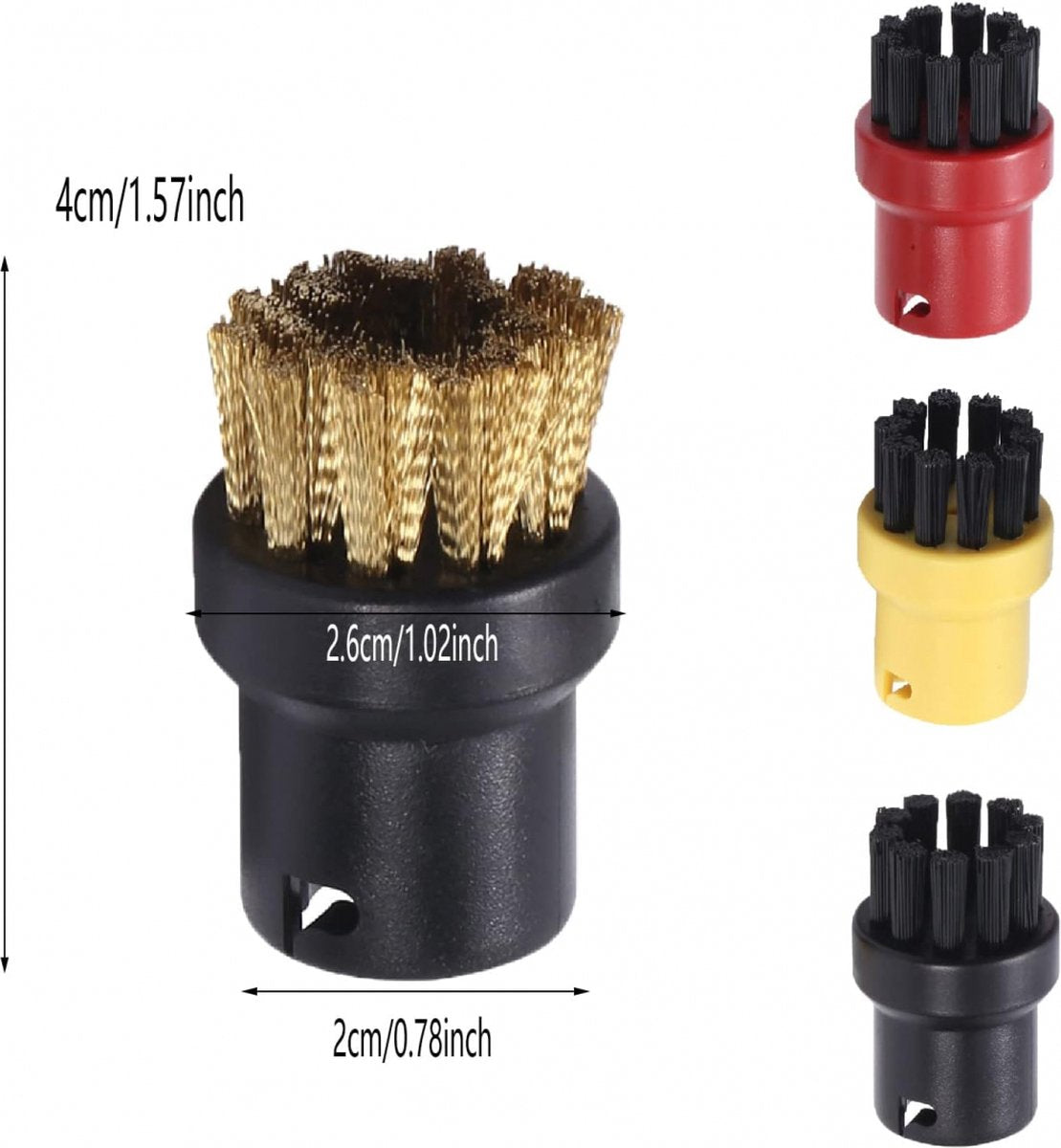 Brush Set for Steam Cleaner - 4 Pieces - Round Brush Set - Suitable for Kärcher SC1, SC2, SC3, SC4, SC5, SC7, CTK10 - Steam Cleaner Brushes - Steam Cleaning Brushes - Powerful Stain Removal - Hard-to-Reach Places - Image 5