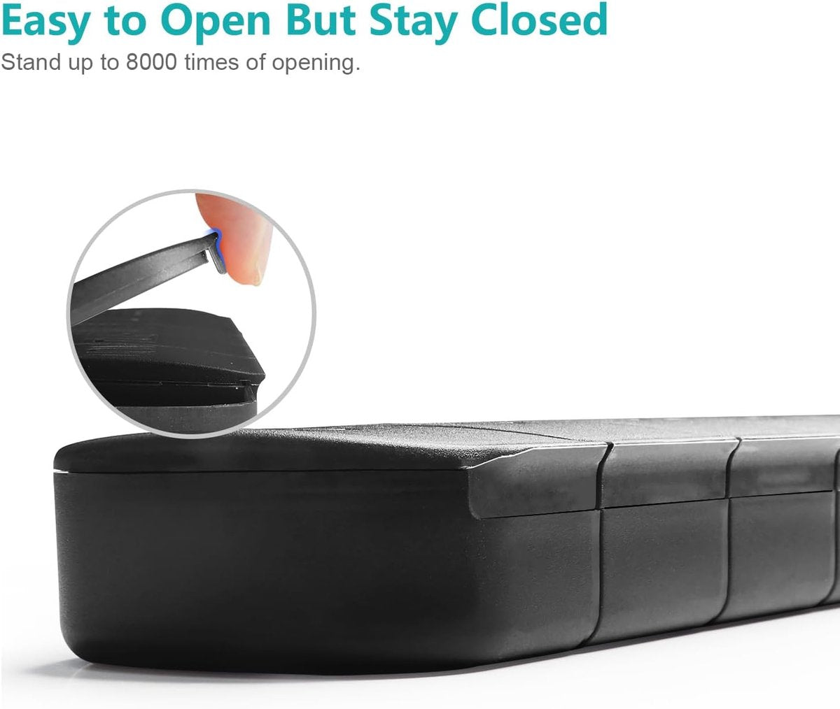 7-Day Pill Box - Portable Medicine Box - Weekly Pill Organizer - Once-a-Day Pill Box - Pill Containers - Travel-Friendly - For Medicines, Vitamins, Fish Oil Supplements - Black - Image 5