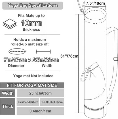 Yoga Mat Bag - Yoga Bag with Drawstring and Storage Compartment - Yoga Bag - Fitness Bag - Sports Bag - Pilates Bag - Waterproof - Universal - Gymnastics Mat Bag - Shoulder Bag - Multifunctional Storage Bag - Equipped with Carrying Strap - White - Image 2