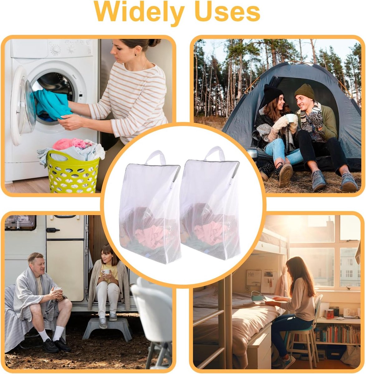 Laundry Bags 2 Pieces - Laundry Bags - Laundry Nets - Laundry Bags with Zippers - Protect Your Laundry and Washing Machine - 50x40x10 Cm - Large Laundry Net - Mesh Laundry Bags with Zippers - Reusable Laundry Bag with Handle - For Home, Dormitory, Hotel,  - Image 3