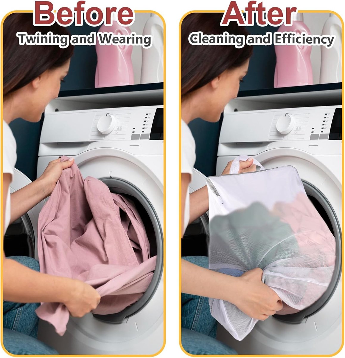 Laundry Bags 2 Pieces - Laundry Bags - Laundry Nets - Laundry Bags with Zippers - Protect Your Laundry and Washing Machine - 50x40x10 Cm - Large Laundry Net - Mesh Laundry Bags with Zippers - Reusable Laundry Bag with Handle - For Home, Dormitory, Hotel,  - Image 4