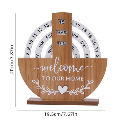 Calendar - Desk Calendar - Perpetual - Manual Rotating Calendar - Perpetual Calendar - Home Sweet Home - Large Letters and Numbers - For an Atmospheric Interior - Beautiful Home Decoration - Stylish - Wooden - Image 2