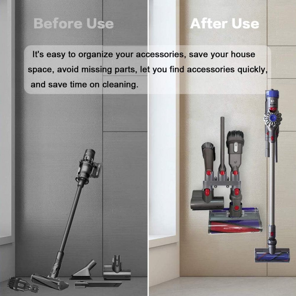 Wall Mount Suitable for Dyson Vacuum Cleaner V7/V8/V10/V11 Accessories - Suspension System - Wall Bracket - Wall Holder - Wall Mount - Docking Station - Can Hold 5 Accessories - Mounting Materials Included - Image 4